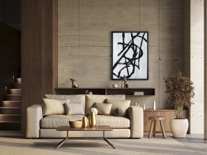 TABLOU GRAPHOS BLANCO, 77x102 CM, STICLA SECURIZATA SI RAMA DIN POLISTIREN, STIL MODERN