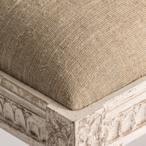 TABURET DE PAT CEPOY REF. 25439, CREM, STIL VINTAGE, DIN LEMN MASIV DE MANGO, BUMBAC, VIC - Img 4