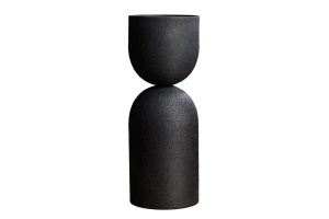 VAZA FLORI, SANDGLASS XL 70CM, DIN METAL, NEGRU, DESIGN INDUSTRIAL - Img 6