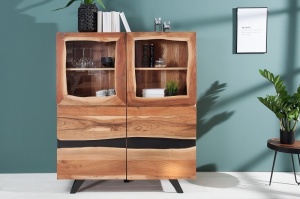 VITRINA 140CM, DESIGN VINTAGE/INDUSTRIAL, DIN LEMN MASIV DE SALCAM, ARTIM GROUP SELECTION
