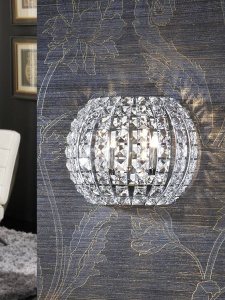 APLICA DIAMOND, 20 CM, CROM/TRANSPARENT, DIN METAL SI STICLA, STIL MODERN