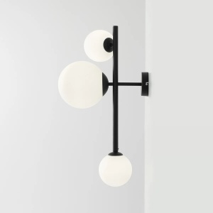 APLICA DIONE, 3 BRATE, 67,5 CM, NEAGRA, DIN STICLA SI METAL, STIL MODERN