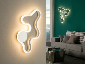 APLICA MAREA, 47 CM, ALBA, DIN OTEL, ALUMINIU SI SILICON, STIL MODERN