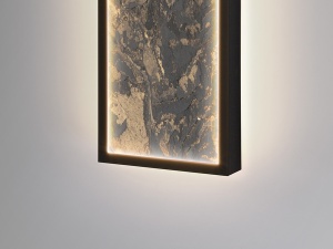 APLICA STONE, 60 CM, NEGRU MAT/GRI, DIN METAL SI ARDEZIE SINTETICA, STIL MODERN - Img 4