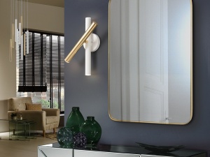 APLICA VARAS, 33 CM, ALB MAT/AURIU/OPAL, DIN METAL SI ACRIL, STIL MODERN - Img 2