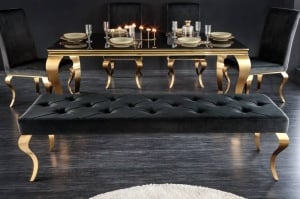 BANCA, BAROCK 170CM, NEAGRA, CATIFEA SI METAL, MODEL DEOSEBIT - Img 2