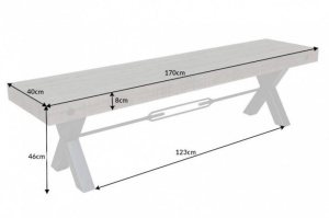 BANCA, THOR 170CM, COD 40444, METAL SI LEMN PIN GRI, DESIGN INDUSTRIAL - Img 7