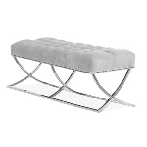 BANCUTA INGRID GLAMOUR, GRI/CROM, TAPITERIE DIN CATIFEA SI PICIOARE DIN METAL, STIL MODERN, ATR