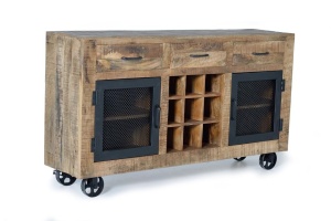 BUFET CLOE 150CM, MARO/NEGRU, DIN LEMN MASIV DE MANGO, STIL INDUSTRIAL G&C - Img 6