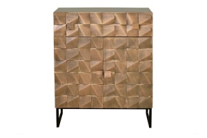 BUFET COPPER 80CM, MARO/NEGRU, DIN LEMN MASIV DE MANGO SI METAL, GINER Y COLOMER - Img 3