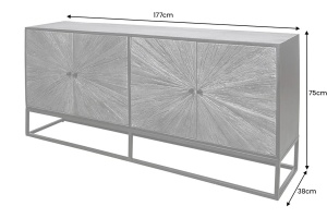 BUFET LIVING 180CM, BARRACUDA, GRI/NEGRU, DIN LEMN MASIV DE MANGO, LEMN DE TEC RECICLAT SI METAL - Img 2