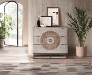 BUFET TRISTAN 100CM, GRI/MARO, DIN LEMN DE MANGO SI METAL, GINER Y COLOMER