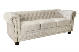 CANAPEA CHESTERFIELD 3 LOCURI 200CM, DE CATIFEA CULOARE CHAMPAGNE, STIL CLASIC, ARTIM GROUP SELECTION - Img 5