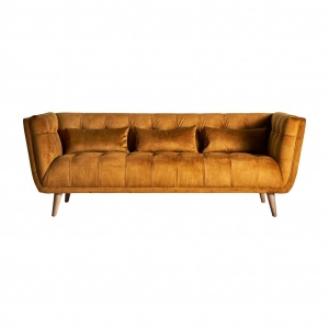 CANAPEA DOZZA REF. 29780, BUTONATA, MARONIU, STIL VINTAGE, DIN LEMN MASIV DE MESTEACAN SI CATIFEA, VIC