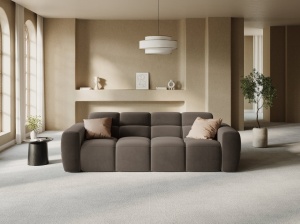 CANAPEA LISA, 4 LOCURI, 265 CM, MARO DESCHIS, TAPITERIE DIN CATIFEA, DESIGN DEOSEBIT