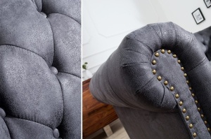 CANAPEA LUX DESIGN ENGLEZESC, CHESTERFIELD GRI, 150CM, ARTIM GROUP SELECTION - Img 4