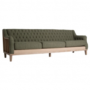 CANAPEA OZE REF. 25748, CULOARE VERDE, STIL VINTAGE, DIN LEMN MASIV DE FRASIN COMBINAT CU PANZA SI IUTA, VIC - Img 2