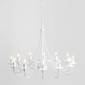 CANDELABRU ROSE, 12 BRATE, 250 CM, ALB, DIN METAL, STIL VINTAGE