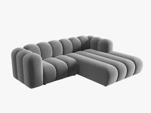 COLTAR MODULAR LUPIN, DREAPTA, 3 LOCURI, 228 CM, GRI 17, TAPITERIE DIN CATIFEA, DESIGN DEOSEBIT - Img 2