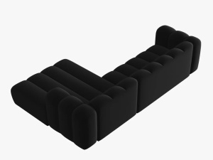 COLTAR MODULAR LUPIN, DREAPTA, 4 LOCURI, 288 CM, NEGRU 19, TAPITERIE DIN CATIFEA, DESIGN DEOSEBIT - Img 4