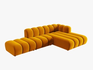 COLTAR MODULAR LUPIN, DREAPTA, 5 LOCURI, 294 CM, GALBEN 10, TAPITERIE DIN CATIFEA, DESIGN DEOSEBIT - Img 2