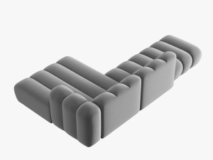 COLTAR MODULAR LUPIN, DREAPTA, 5 LOCURI, 294 CM, GRI 17, TAPITERIE DIN CATIFEA, DESIGN DEOSEBIT - Img 4