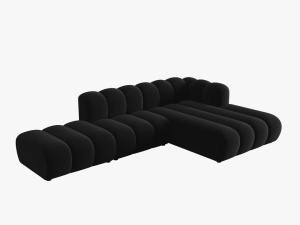 COLTAR MODULAR LUPIN, DREAPTA, 5 LOCURI, 294 CM, NEGRU 19, TAPITERIE DIN CATIFEA, DESIGN DEOSEBIT - Img 2
