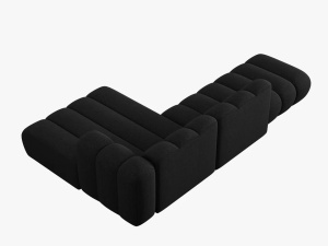 COLTAR MODULAR LUPIN, DREAPTA, 5 LOCURI, 294 CM, NEGRU 19, TAPITERIE CHENILLE, DESIGN DEOSEBIT - Img 5