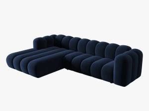 COLTAR MODULAR LUPIN, STANGA, 4 LOCURI, 288 CM, ALBASTRU ROYAL 5, TAPITERIE DIN CATIFEA, DESIGN DEOSEBIT - Img 2