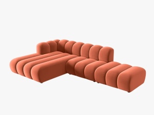 COLTAR MODULAR LUPIN, STANGA, 5 LOCURI, 294 CM, CORAL 12, TAPITERIE DIN CATIFEA, DESIGN DEOSEBIT - Img 2