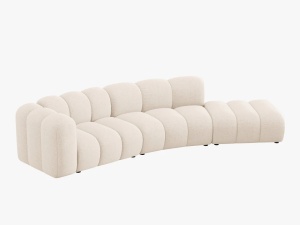 COLTAR SEMIROTUND LUPIN, DREAPTA, 5 LOCURI, 335 CM, BEJ DESCHIS 23, TAPITERIE CHENILLE, DESIGN DEOSEBIT - Img 3