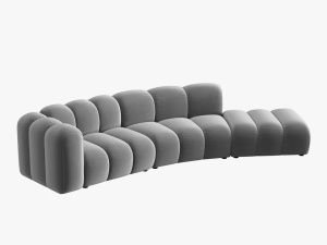 COLTAR SEMIROTUND LUPIN, DREAPTA, 5 LOCURI, 335 CM, GRI 17, TAPITERIE DIN CATIFEA, DESIGN DEOSEBIT - Img 2