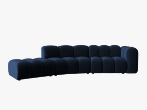 COLTAR SEMIROTUND LUPIN, STANGA, 5 LOCURI, 335 CM, ALBASTRU ROYAL 5, TAPITERIE DIN CATIFEA, DESIGN DEOSEBIT