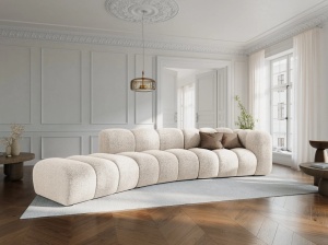COLTAR SEMIROTUND LUPIN, STANGA, 5 LOCURI, 335 CM, BEJ DESCHIS 23, TAPITERIE CHENILLE, DESIGN DEOSEBIT