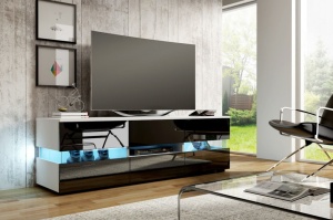 COMODA ALBA/NEAGRA TV CU LED SI TELECOMANDA MORGAN - DESIGN MODERN