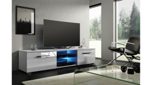 COMODA ALBA TV CU LEDURI SI TELECOMANDA MOON - DESIGN MODERN