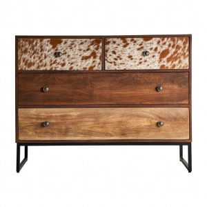 COMODA CU SERTARE TEXAS REF. 29665, MARO/BEJ, STIL NORDIC, DIN LEMN MASIV DE MANGO SI FIER, VIC