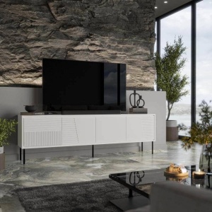 COMODA TV, CAMA-ABI-RTV 200CM, DIVERSE NUANTE , DIN PLACI LAMINATE SI MDF, DESIGN MODERN - Img 6