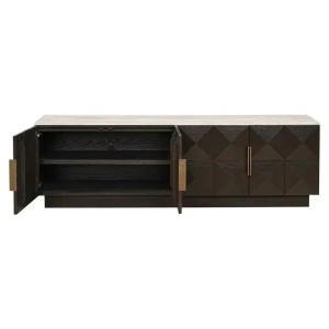 COMODA TV CLAREMONT, 196 CM, CREM/MARO, DIN LEMN DE STEJAR SI MARMURA, RICHMOND INTERIORS - Img 4
