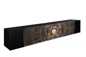 COMODA TV, GOLDEN SUNSET 160CM, LEMN DE MANGO, NEGRU/AURIU, ARTIM GROUP - Img 8