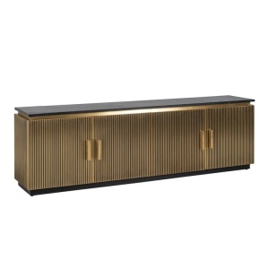 COMODA TV IRONVILLE, 200 CM, NEGRU/AURIU, DIN MDF, MARMURA SI METAL, RICHMOND INTERIORS