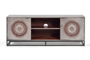COMODA TV JOLY 6984, MULTICOLOR/NEGRU, DIN LEMN DE MANGO SI METAL, STIL INDUSTRIAL G&C