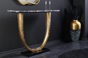 CONSOLA, OMEGA, 80CM, MARMURA NEAGRA SI RAMA AURIE REALIZAT MANUAL, ARTIM GROUP SELECTION - Img 6