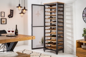 DULAP DE VINURI, BODEGA 184CM, COD 40459, LEMN MASIV DE PIN, STIL INDUSTRIAL - Img 2