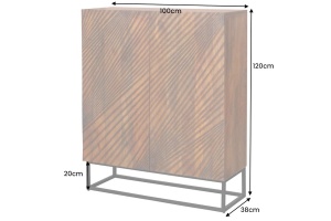 DULAP LIVING 120CM, LINE ART, MARO/NATUR, DIN LEMN MASIV DE MANGO, MDF SI CADRUL DIN METAL - Img 6