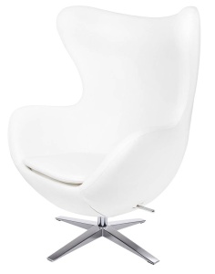 FOTOLIU CONFORTABIL EGG SZEROKI, ALB/CROM, DIN PIELE ECOLOGICA SI METAL, STIL MODERN
