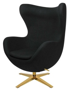 FOTOLIU CONFORTABIL EGG SZEROKI, NEGRU 4/AURIU, DIN CASMIR SI METAL, STIL MODERN B2