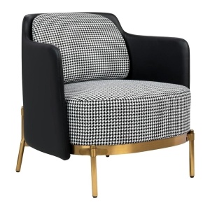 FOTOLIU CONFORTABIL VENICE, ALB/NEGRU/AURIU, DIN TEXTIL SI PIELE ECOLOGICA, STIL MODERN