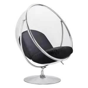 FOTOLIU EXCLUSIVIST BUBBLE STAND 2, NEGRU/TRANSPARENT/CROM, DIN ACRIL SI PIELE ECOLOGICA, STIL MODERN