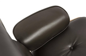 FOTOLIU EXCLUSIVIST CU TABURET, LOUNGE HM PREMIUM SZEROKI, MARO/NUC, PIELE NATURALA SI LEMN DE NUC, STIL MODERN - Img 4